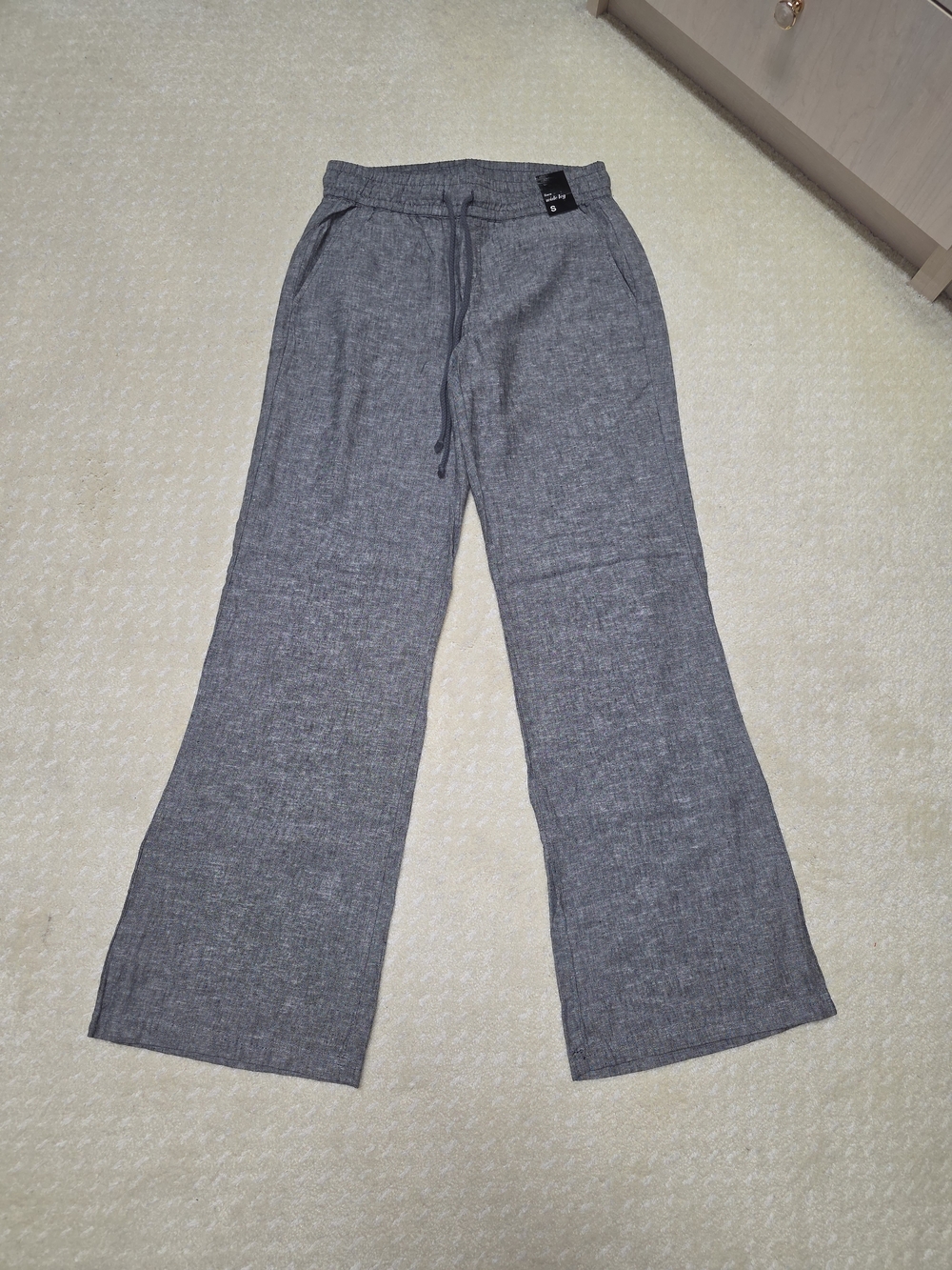 Soho Charcoal Linen-Blend Wide Leg Pants